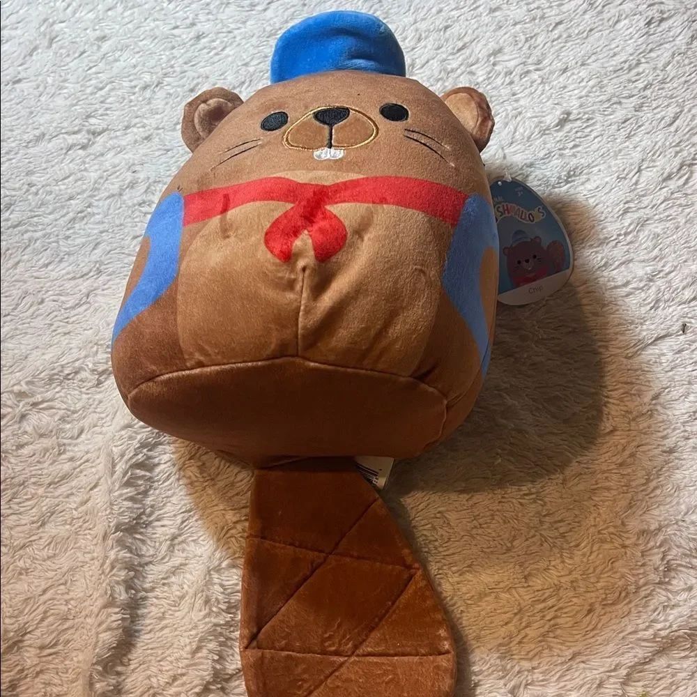 Squishmallows Brown and Blue Beaver Plush CHIP NWT